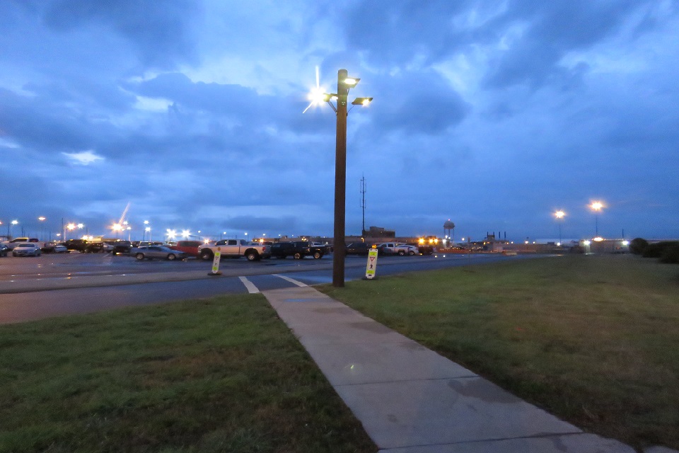Solar lights have been placed at crosswalks and provide a brighter path for Pantexans traveling from an overflow parking lot.