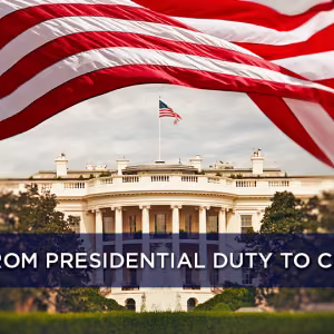 Graphic of White House and American flag