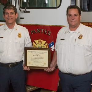 Pantex Fire Chief Mike Brock (left) and Battalion Chief Scott Johnson